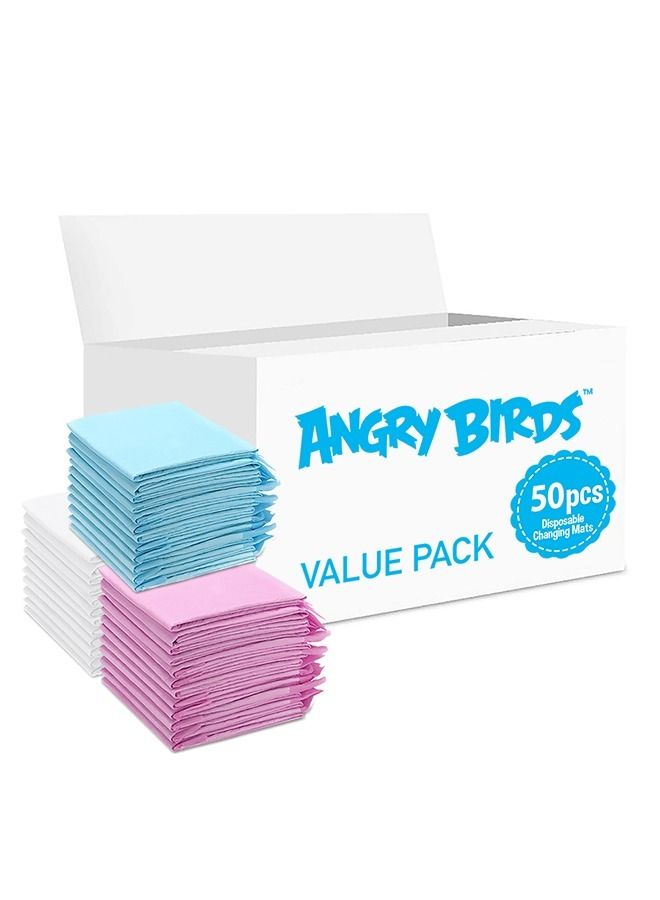 Angry Bird Disposable Changing Mats, 50 Counts, Soft Waterproof Mat, Portable Leak Proof Changing Mat, New Mom Leak-Proof Under pad, Mattress Table Protector Pad - Image 1