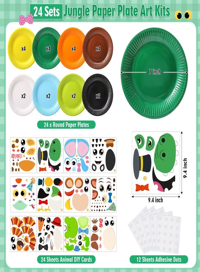 Funnymoom 24 Pcs Jungle Animals Plate Craft Sets Wild Animal Arts Crafts Gift Tiger Lion DIY Craft for Boys Girls Preschool Party Classroom DIY Project Supplies Decorations(Cute) - Image 2