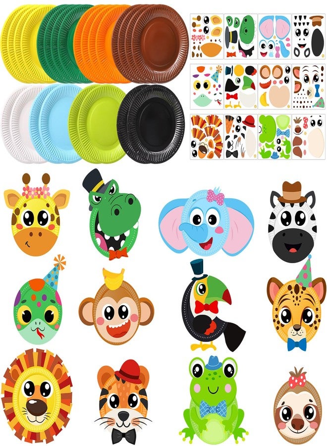 Funnymoom 24 Pcs Jungle Animals Plate Craft Sets Wild Animal Arts Crafts Gift Tiger Lion DIY Craft for Boys Girls Preschool Party Classroom DIY Project Supplies Decorations(Cute) - Image 1