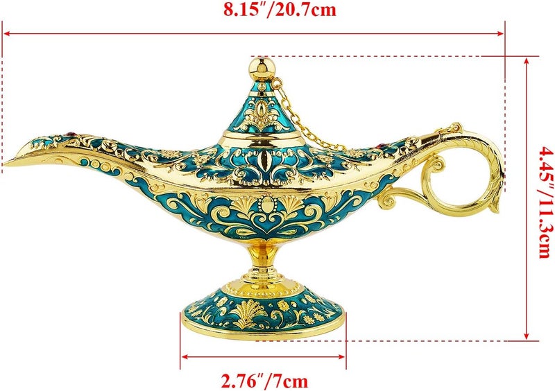 SUNMALL Vintage Legend Aladdin Lamp Magic Genie Wishing Light,Collectable Rare Classic Arabian Costume Props Lamp Tabletop Decor Crafts for Home/Wedding Decoration&Gift for Party/Halloween/Birthday - Image 4
