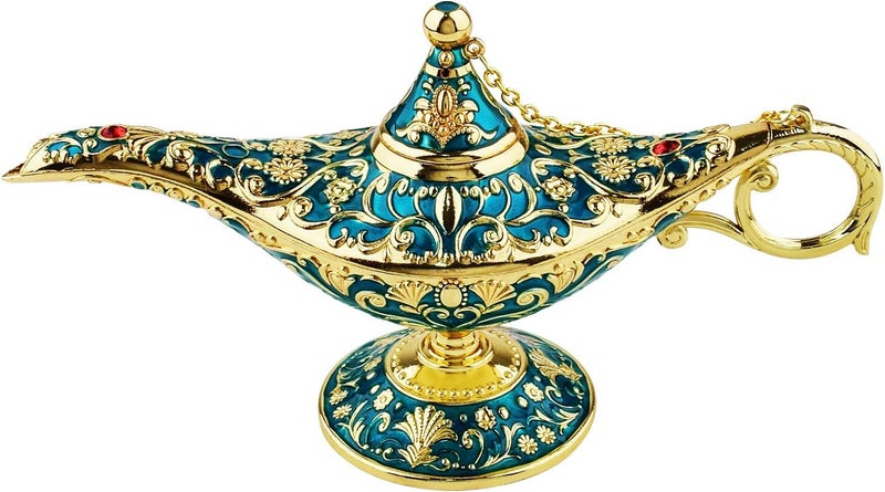 SUNMALL Vintage Legend Aladdin Lamp Magic Genie Wishing Light,Collectable Rare Classic Arabian Costume Props Lamp Tabletop Decor Crafts for Home/Wedding Decoration&Gift for Party/Halloween/Birthday - Image 1