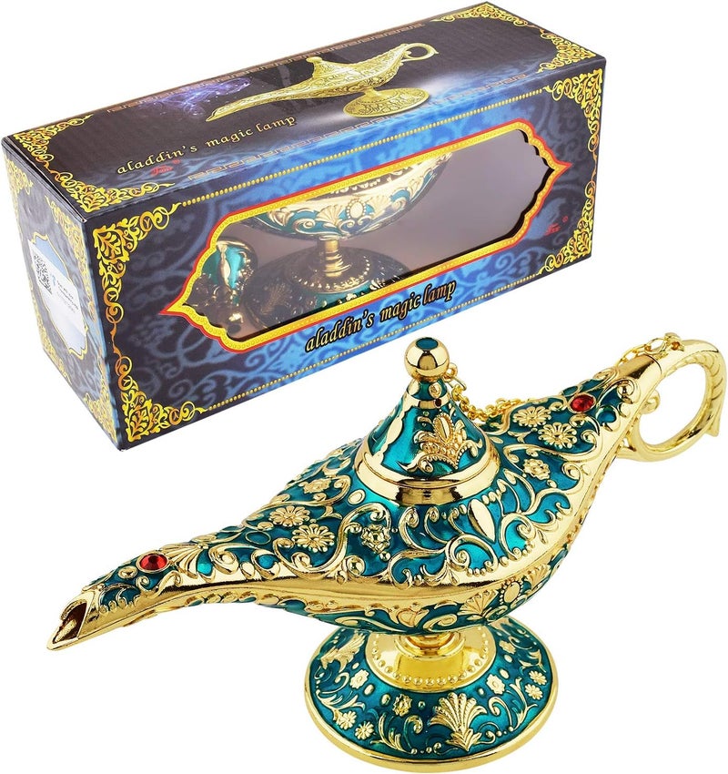 SUNMALL Vintage Legend Aladdin Lamp Magic Genie Wishing Light,Collectable Rare Classic Arabian Costume Props Lamp Tabletop Decor Crafts for Home/Wedding Decoration&Gift for Party/Halloween/Birthday - Image 3