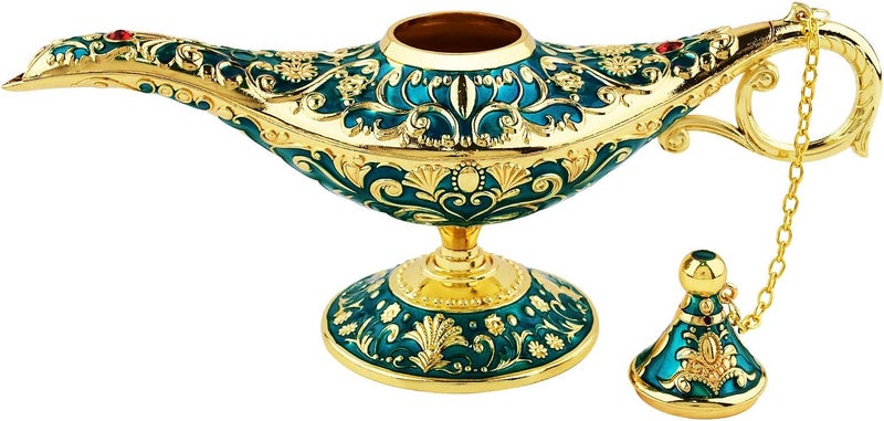 SUNMALL Vintage Legend Aladdin Lamp Magic Genie Wishing Light,Collectable Rare Classic Arabian Costume Props Lamp Tabletop Decor Crafts for Home/Wedding Decoration&Gift for Party/Halloween/Birthday - Image 2