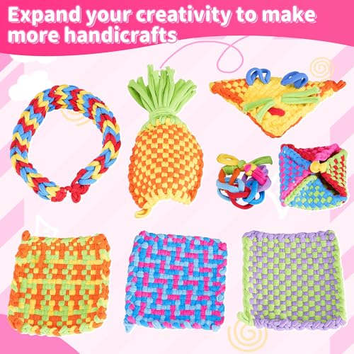 daheypong Weaving Loom Kit Toys for Girls Ages 6 7 8 9 10 11 12 & Beginners - 300pcs Loops with Portable Storage Case,Potholder Loom Set for Girls & Beginners, Make 8 Pot Holders - Image 4