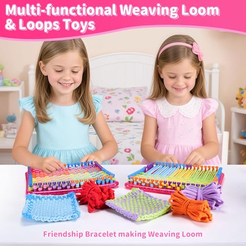 daheypong Weaving Loom Kit Toys for Girls Ages 6 7 8 9 10 11 12 & Beginners - 300pcs Loops with Portable Storage Case,Potholder Loom Set for Girls & Beginners, Make 8 Pot Holders - Image 2