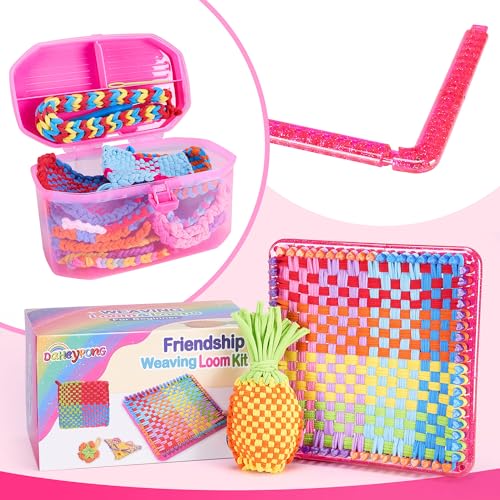 daheypong Weaving Loom Kit Toys for Girls Ages 6 7 8 9 10 11 12 & Beginners - 300pcs Loops with Portable Storage Case,Potholder Loom Set for Girls & Beginners, Make 8 Pot Holders - Image 5