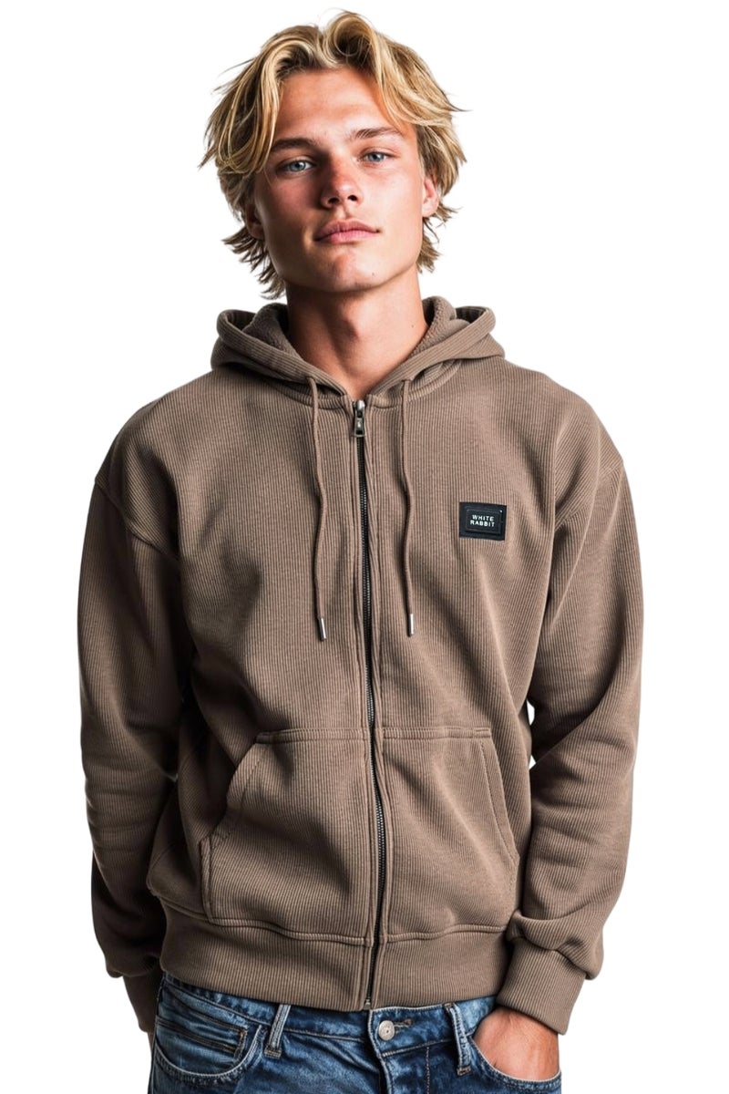 وايت رابيت هودي رجالي أساسي من وايت رابيت مبطن بفرو داخلي بسحاب كامل - Image 3