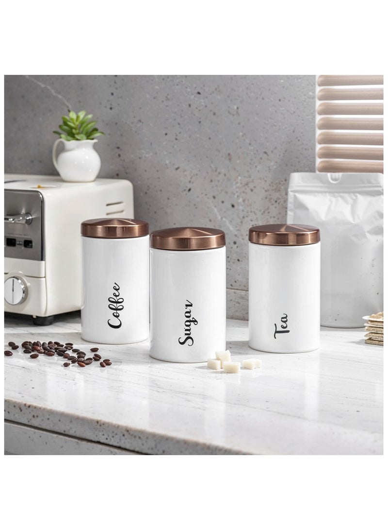 BERAM Tea Sugar Coffee Container Set Airtight Kitchen Storage Container with Lid Home and Kitchen Stylish Storage Container Jar for Sugar Tea and Coffee Home Improvement Essentials - Image 2