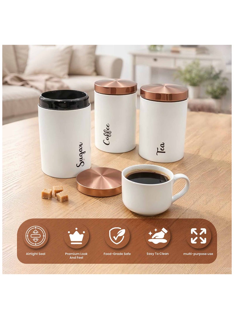 BERAM Tea Sugar Coffee Container Set Airtight Kitchen Storage Container with Lid Home and Kitchen Stylish Storage Container Jar for Sugar Tea and Coffee Home Improvement Essentials - Image 3