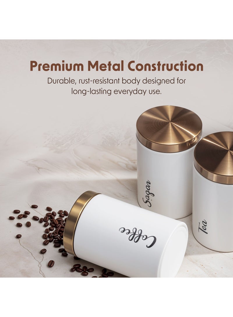 BERAM Tea Sugar Coffee Container Set Airtight Kitchen Storage Container with Lid Home and Kitchen Stylish Storage Container Jar for Sugar Tea and Coffee Home Improvement Essentials - Image 4