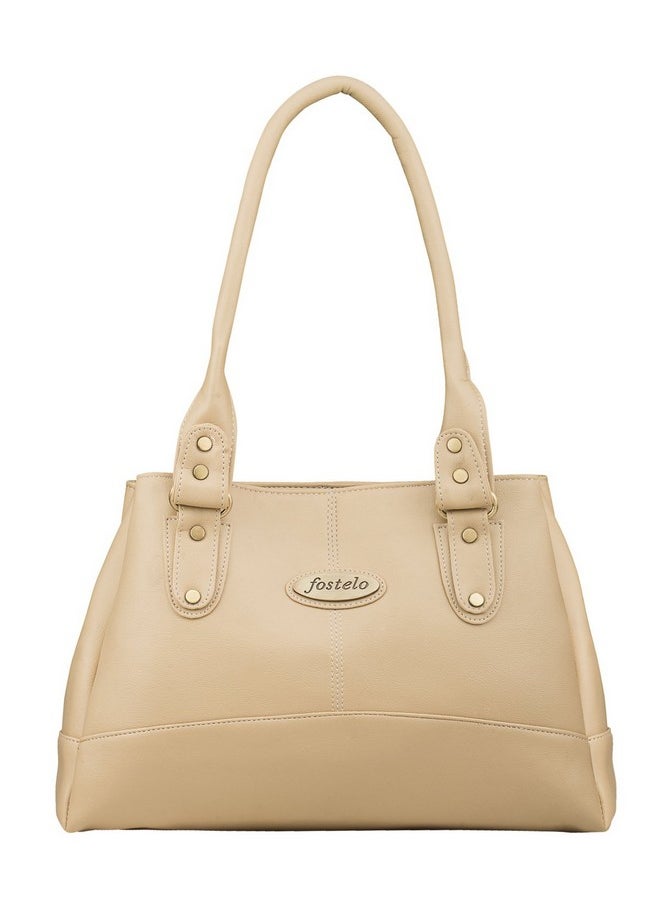 Fostelo Fostelo Women's Vegan Leather Elite Handbags Shoulder Hobo Bag Ladies Purse (Beige) (Large)  - Image 1