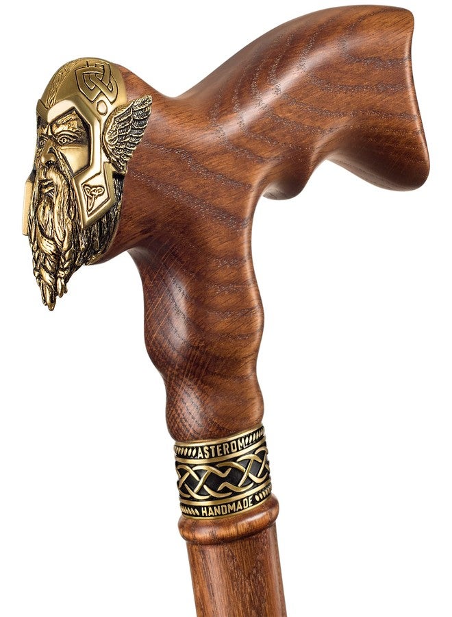 Asterom Cane - Handmade Viking Walking Cane - Canes for Men - Wooden, Unique, Cool, Walking Sticks for Men & Seniors (Thor in Caramel) - Image 2