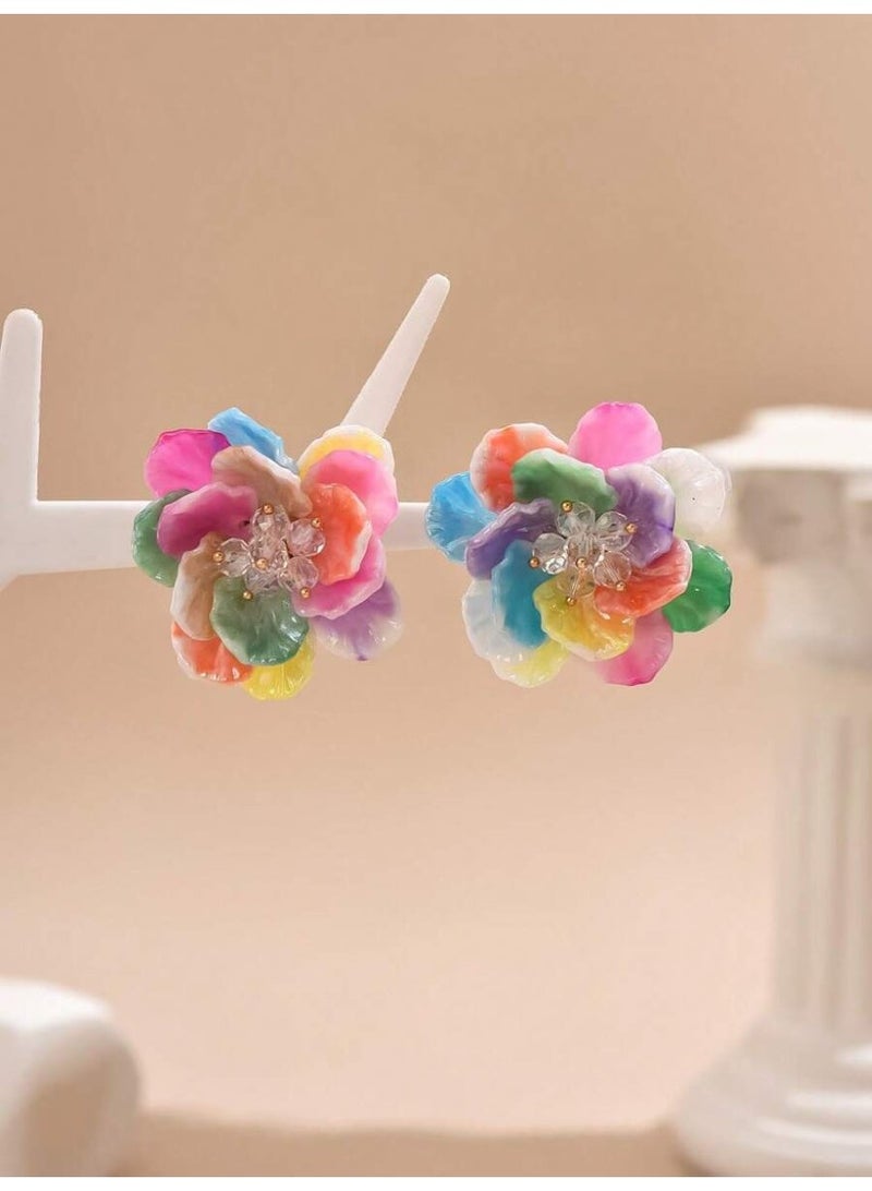 Women Colorful Flower Earrings Summer Beach Sea Pool Jewelry - Image 4