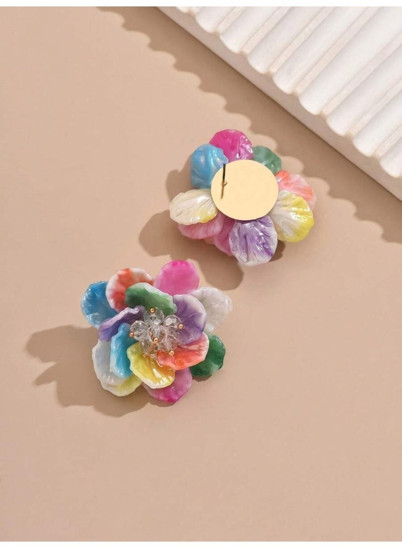 Women Colorful Flower Earrings Summer Beach Sea Pool Jewelry - Image 5