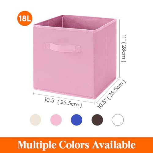 Lifewit 12 Packs Storage Cubes, 11 Inch Cube Storage Bins, Foldable Decorative Fabric Storage Baskets for Organizing Home Organizers with Handles for Shelves, Closet,Pink - Image 5