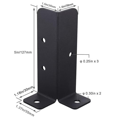 Wpbhk 4Pcs Adjustable Deck Post Anchor Base Brackets Fit 1.5x1.5,2x2,2x4,4x4 Post,Heavy Duty Reversible Wood Fence Post Base Brackets kit for Pergola Railing Mailbox - Image 2