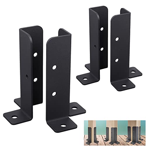Wpbhk 4Pcs Adjustable Deck Post Anchor Base Brackets Fit 1.5x1.5,2x2,2x4,4x4 Post,Heavy Duty Reversible Wood Fence Post Base Brackets kit for Pergola Railing Mailbox - Image 1