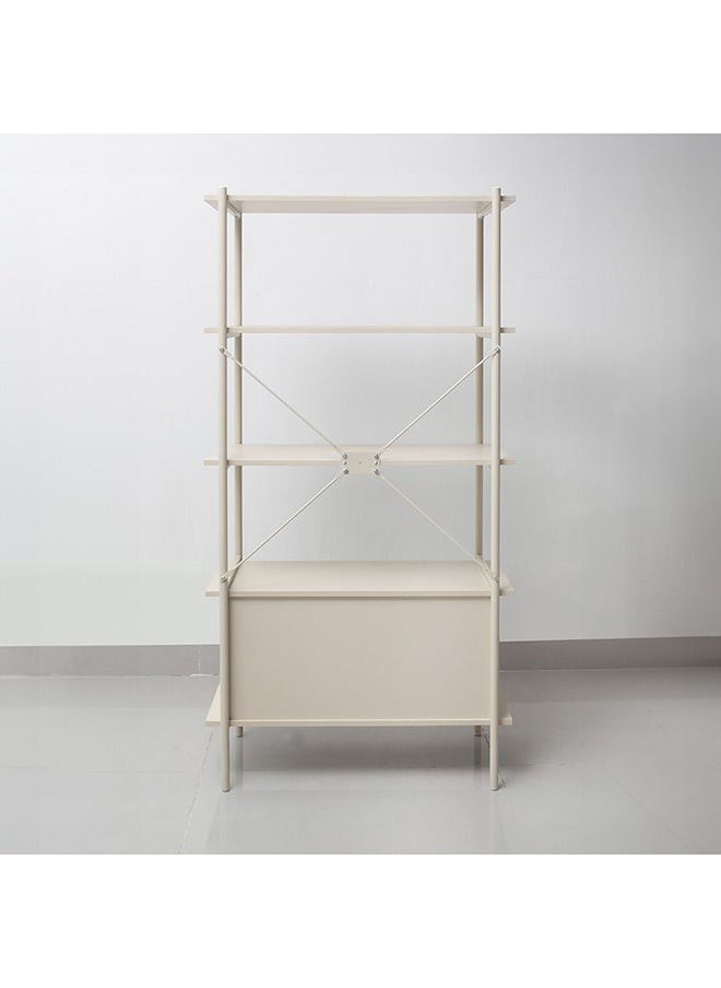 DANUBE HOME Milburn 4 Tier Display Cabinet With Storage Strong And Sturdy Home Kitchen Organiser Rack Modern Design Furniture For Dining Room Living Room Kitchen L 80x40x162.7 cm White  - Image 3