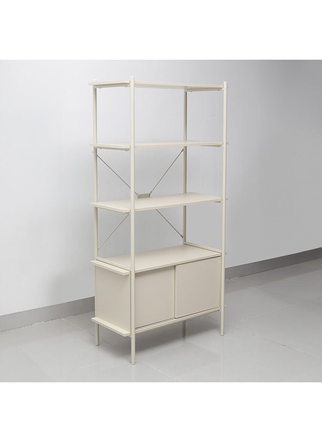 DANUBE HOME Milburn 4 Tier Display Cabinet With Storage Strong And Sturdy Home Kitchen Organiser Rack Modern Design Furniture For Dining Room Living Room Kitchen L 80x40x162.7 cm White  - Image 4