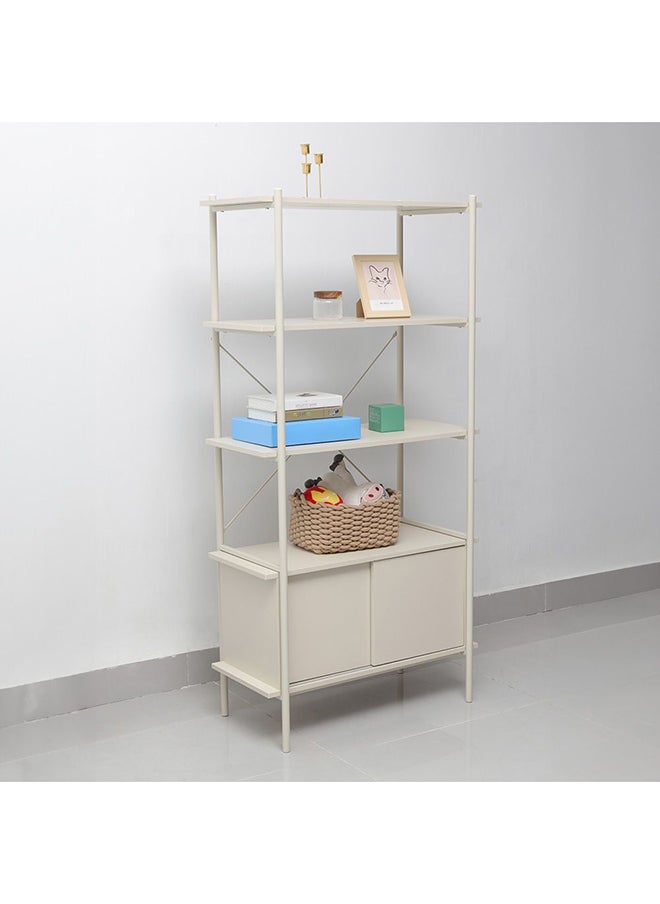 DANUBE HOME Milburn 4 Tier Display Cabinet With Storage Strong And Sturdy Home Kitchen Organiser Rack Modern Design Furniture For Dining Room Living Room Kitchen L 80x40x162.7 cm White  - Image 2