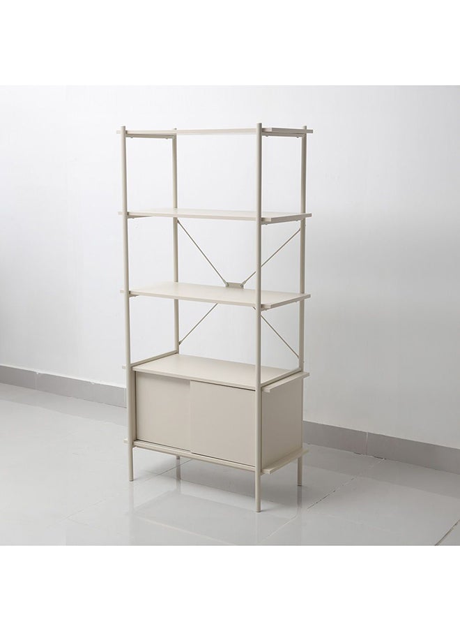 DANUBE HOME Milburn 4 Tier Display Cabinet With Storage Strong And Sturdy Home Kitchen Organiser Rack Modern Design Furniture For Dining Room Living Room Kitchen L 80x40x162.7 cm White  - Image 5