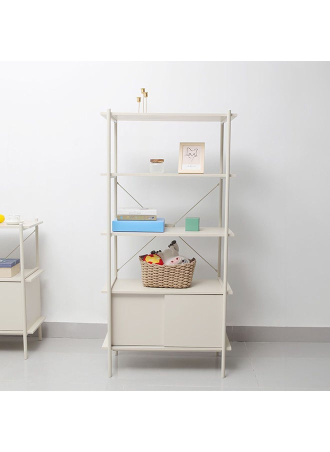 DANUBE HOME Milburn 4 Tier Display Cabinet With Storage Strong And Sturdy Home Kitchen Organiser Rack Modern Design Furniture For Dining Room Living Room Kitchen L 80x40x162.7 cm White  - Image 1