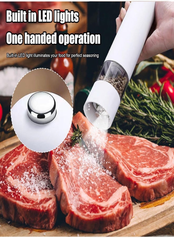 ارواق طقم مطحنة ملح وفلفل كهربائية مكون من قطعتين، مطحنة ملح وفلفل أوتوماتيكية تعمل بالبطارية مع درجة خشونة قابلة للتعديل، هزازات ملح كهربائية، قابلة لإعادة التعبئة - أسود - Image 5