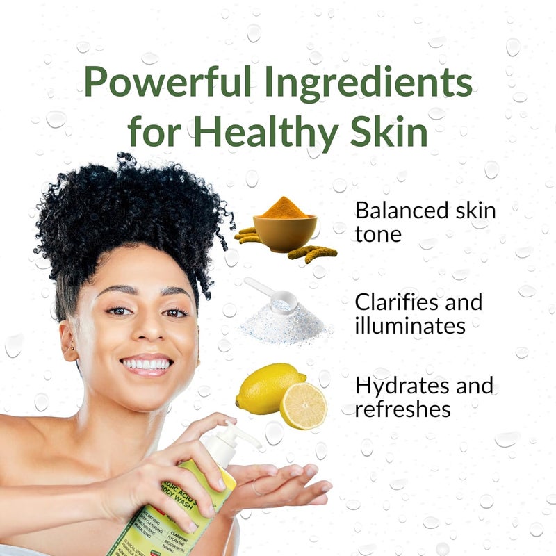 Nasola Lemon Turmeric Kojic Acid Soap Body Wash Natural Gentle Face Skin Cleanser with Vitamin C Shea Butter Collagen Niacinamide Hyaluronic Acid and Aloe Vera 1183 Fl Oz - Image 2