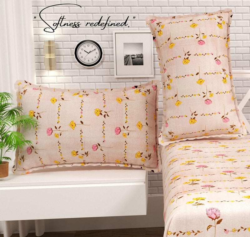 BSB مجموعة كينغستون من BSB HOME ملاءات سرير سوبر كينغ مع 2 غطاء وسادة كينغ | ملاءات فاخرة ناعمة (3 قطع) | 108x108 بوصة، مطبوعة بأوراق (زهري، بيج وأصفر) - Image 3