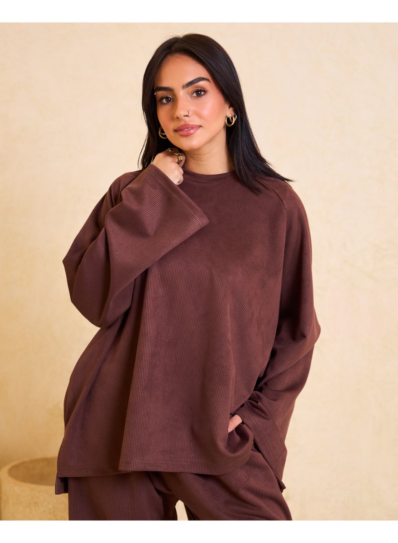 Dresscode Oversized Ribbed Brown Set - Image 3