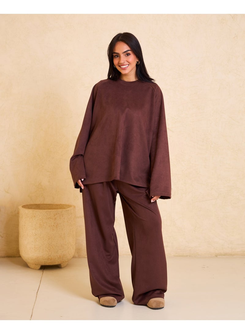 Dresscode Oversized Ribbed Brown Set - Image 1