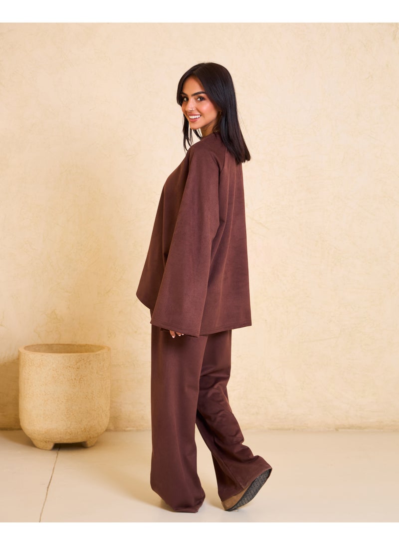 Dresscode Oversized Ribbed Brown Set - Image 4