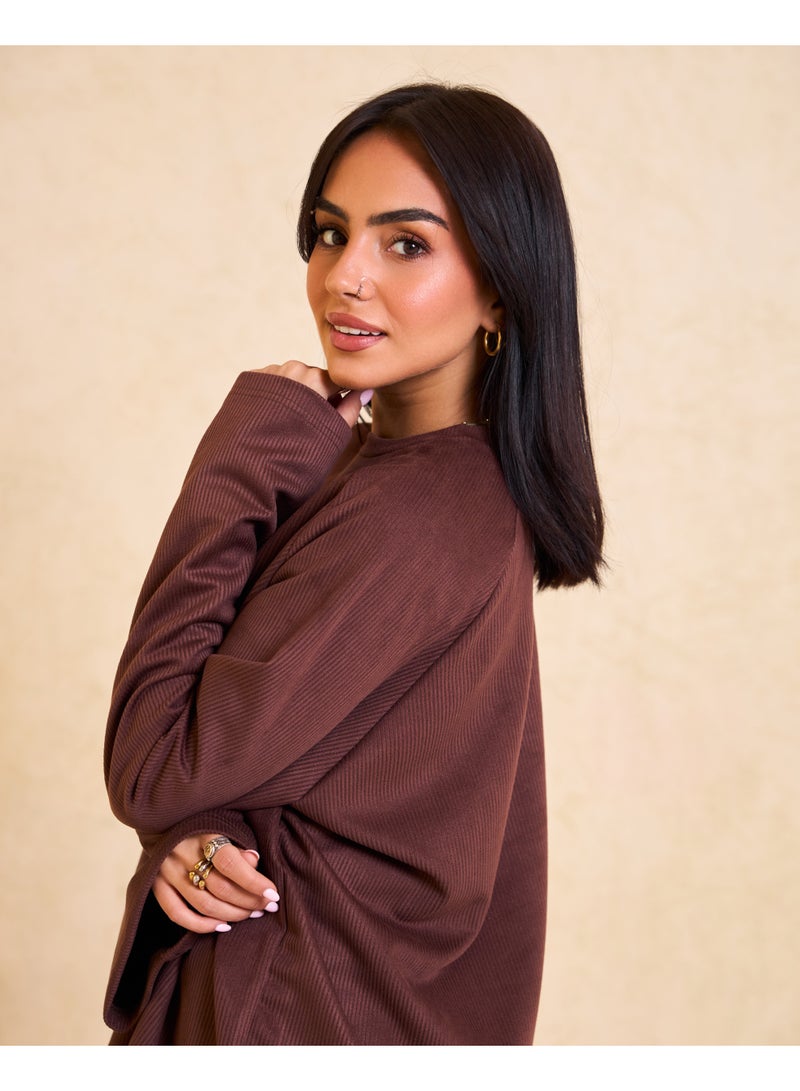 Dresscode Oversized Ribbed Brown Set - Image 5
