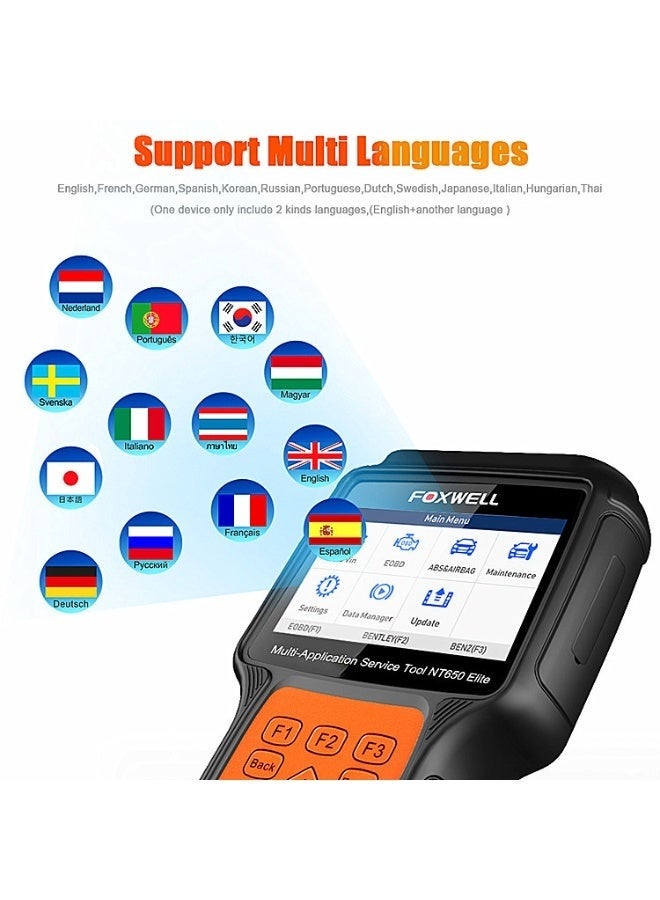 Foxwell NT650 Elite OBD2 Scanner with ABS and SRS Full Function, ABS Scan Tool for Bleeding Brakes, 25 Resets, Live Data Bidirectional Car Diagnostic Tool, NT630 Plus Upgrade - Image 5