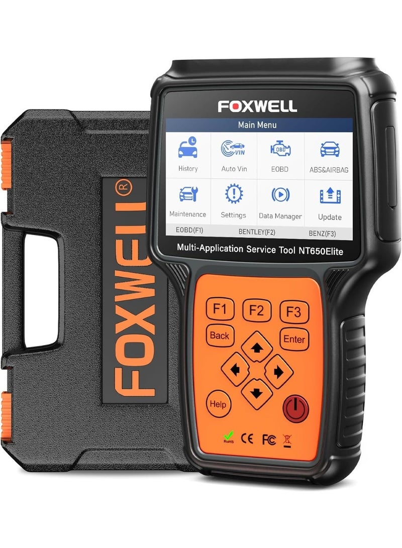 Foxwell NT650 Elite OBD2 Scanner with ABS and SRS Full Function, ABS Scan Tool for Bleeding Brakes, 25 Resets, Live Data Bidirectional Car Diagnostic Tool, NT630 Plus Upgrade - Image 1
