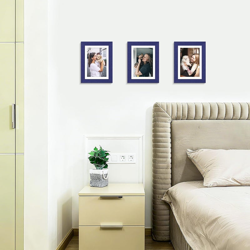Picrit 5x7 Picture Frame Set of 12, Display 4x6 with Mat or 5x7 without Mat, Photo Frames for Wall Mounting or Table Top Display, Navy Blue - Image 2