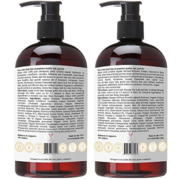 Laritelle Organic Hair Care Set Silk Velvet: Shampoo 17.5 oz + Conditioner 16 oz - Image 2