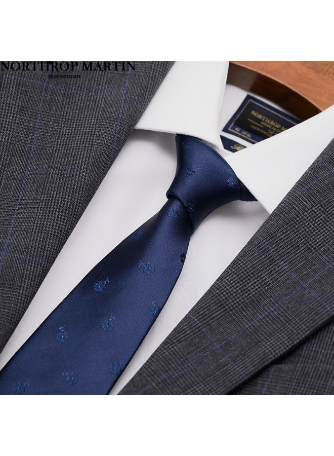 Northrop Martin High-end Silk Tie For Men, Business Formal Wear, Hand-tied Blue Groom Wedding Gift, Luxurious Gift Box - Image 1