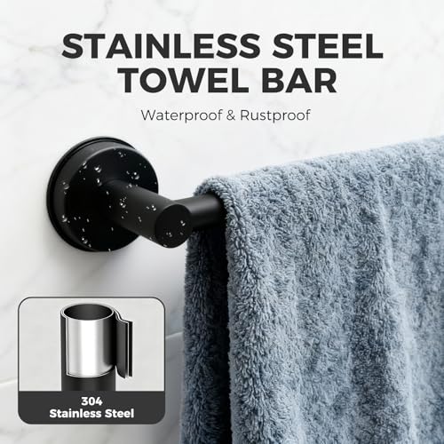 WingWider Adjustable Suction Cup Towel Bar for Bathroom Wall,14.6Inch~24 Inch Towel Racks for Bathroom,Stainless Steel Bath Towel Holder for Shower,2 Pack(Matte Black) - Image 4