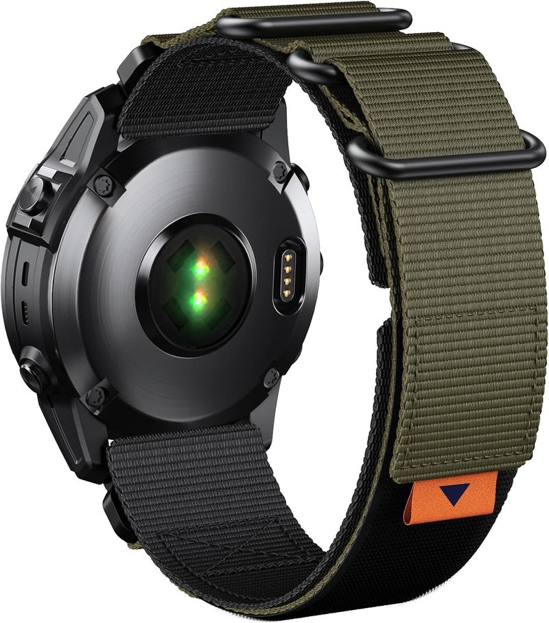 دادو حزام ساعة نايلون ديدو بتصميم ثلاثي الإبزيم مقاس 22 مم متوافق مع Garmin Fenix 7 | Fenix 5P | Approach S62/S60 | Fenix 6 | Fenix 5 | 6 Pro | 5 Plus، حزام نايلون سريع التركيب - Image 1