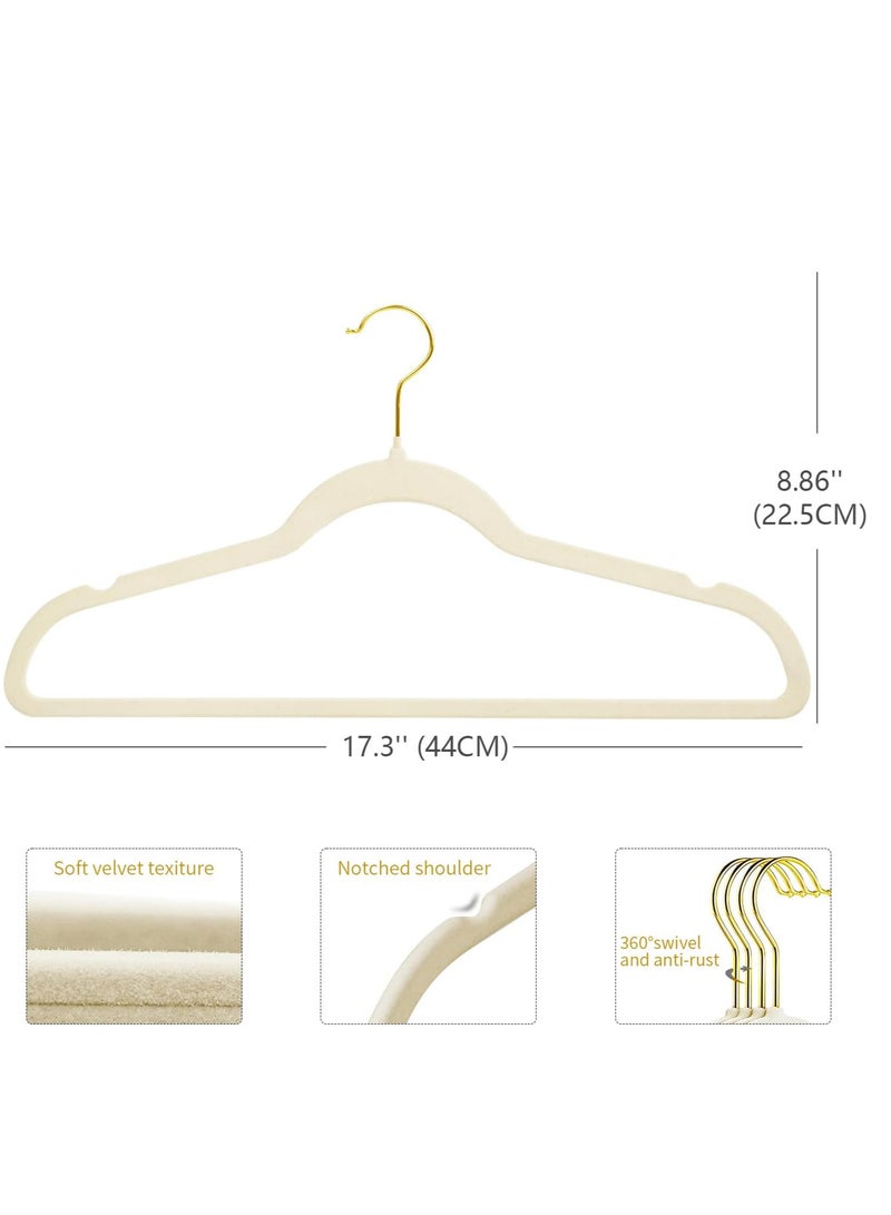 30 Pack Velvet Hangers, Coat Suite Hangers, No Slip Felt Hangers, Ultra Slim Space Saving Hangers, Sturdy Clothes Hangers Beige  - Image 2