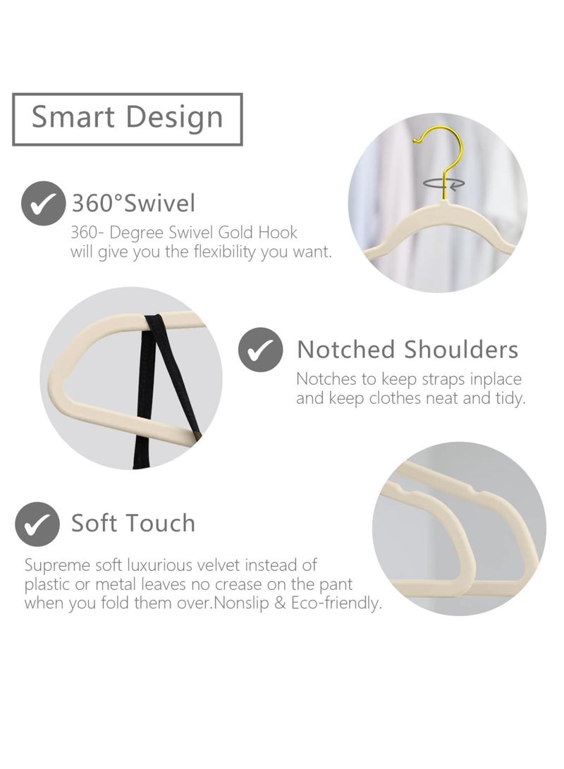 30 Pack Velvet Hangers, Coat Suite Hangers, No Slip Felt Hangers, Ultra Slim Space Saving Hangers, Sturdy Clothes Hangers Beige  - Image 3