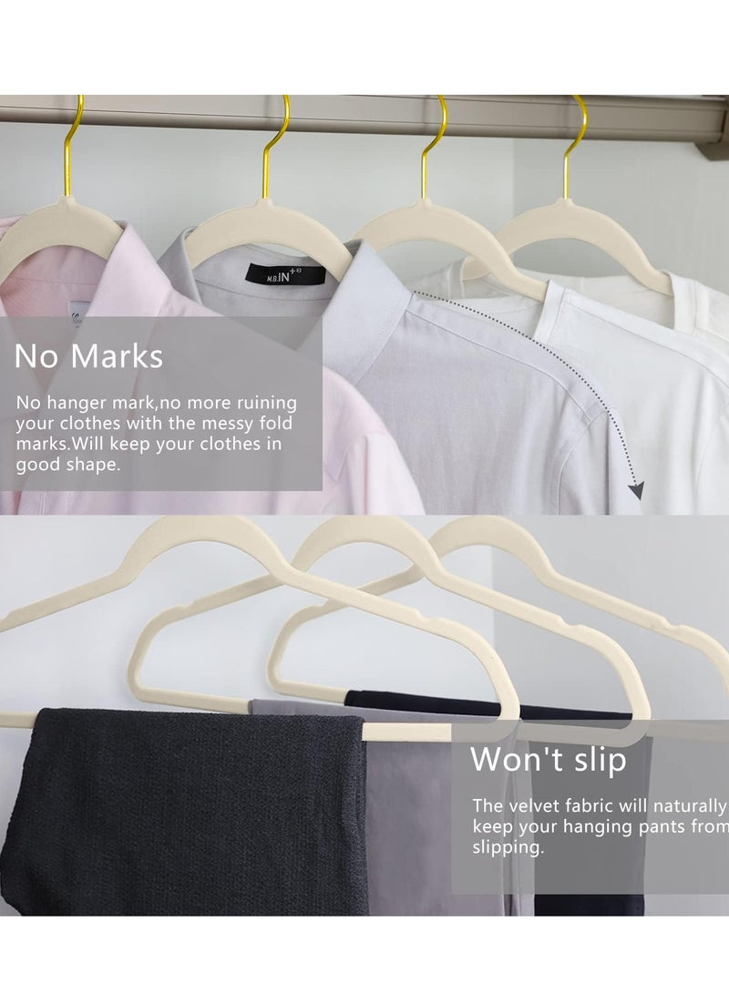 30 Pack Velvet Hangers, Coat Suite Hangers, No Slip Felt Hangers, Ultra Slim Space Saving Hangers, Sturdy Clothes Hangers Beige  - Image 4