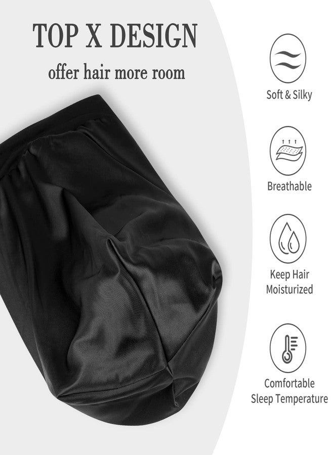 Fittia Long XL Silk Satin Bonnet for Braids, Dreadlocks for Curly Hair Sleeping, Large Silk Sleep Cap for Black Women Men Frizzy Hair - Image 5