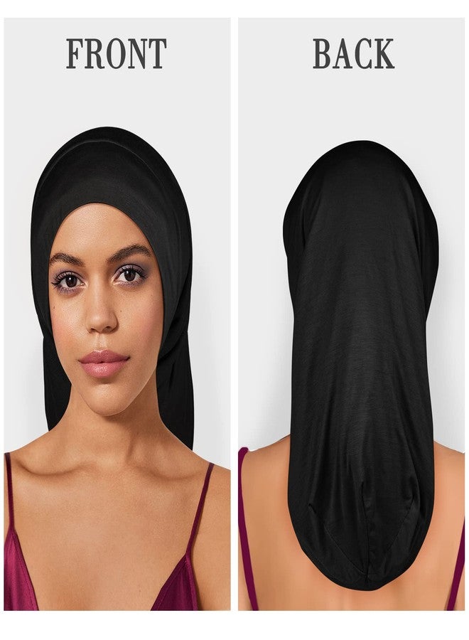 Fittia Long XL Silk Satin Bonnet for Braids, Dreadlocks for Curly Hair Sleeping, Large Silk Sleep Cap for Black Women Men Frizzy Hair - Image 4