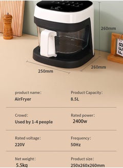 Generic 8.5L 2400W Digital Smart Visible Glass Mini Air Fryer  - Image 3