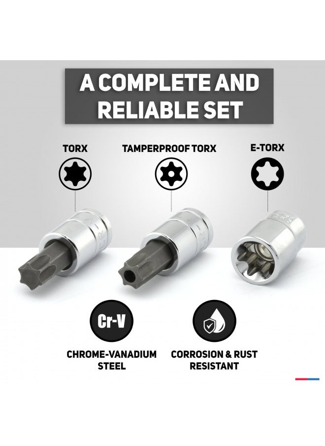 Neiko - Neiko 10070A Torx Bit Socket and E-Torx Star Socket Set | 35-Piece Set, S2 and Cr-V Steel, 1/4, 3/8 and 1/2-Inch Drive - Image 1