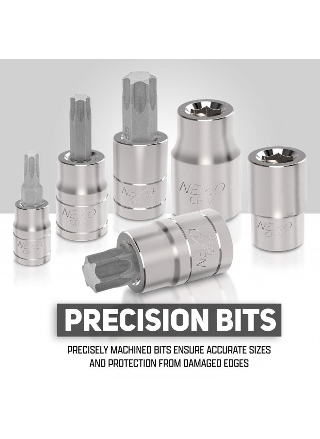 Neiko - Neiko 10070A Torx Bit Socket and E-Torx Star Socket Set | 35-Piece Set, S2 and Cr-V Steel, 1/4, 3/8 and 1/2-Inch Drive - Image 1