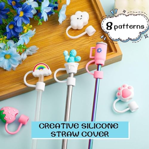 Ahamo Stanley Straw Cover Cap for Tumbler (8-Piece Set) | Reusable Silicone Straw Protectors with Dust-Proof Design | Compatible with Stanley Sipper Accessories & Tumblers - Image 4