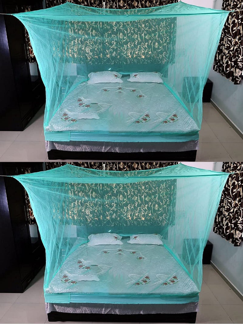Neekshaa Combo Pack Mosquito Net for Double Bed Polyester Mosquito Net for Baby | Bedroom | Family_Size-6x6 FT_Color-Green - Image 1